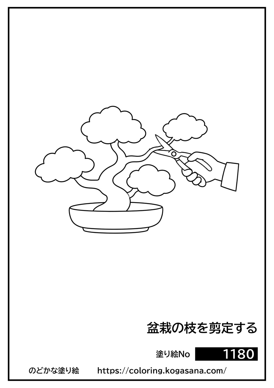 盆栽の枝を剪定するの塗り絵