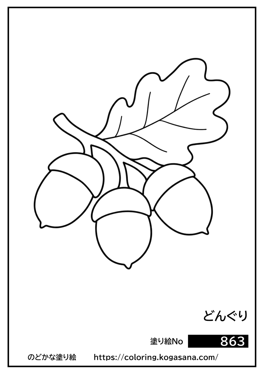 どんぐりの塗り絵