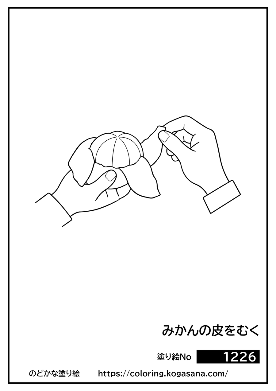 みかんの皮をむくの塗り絵
