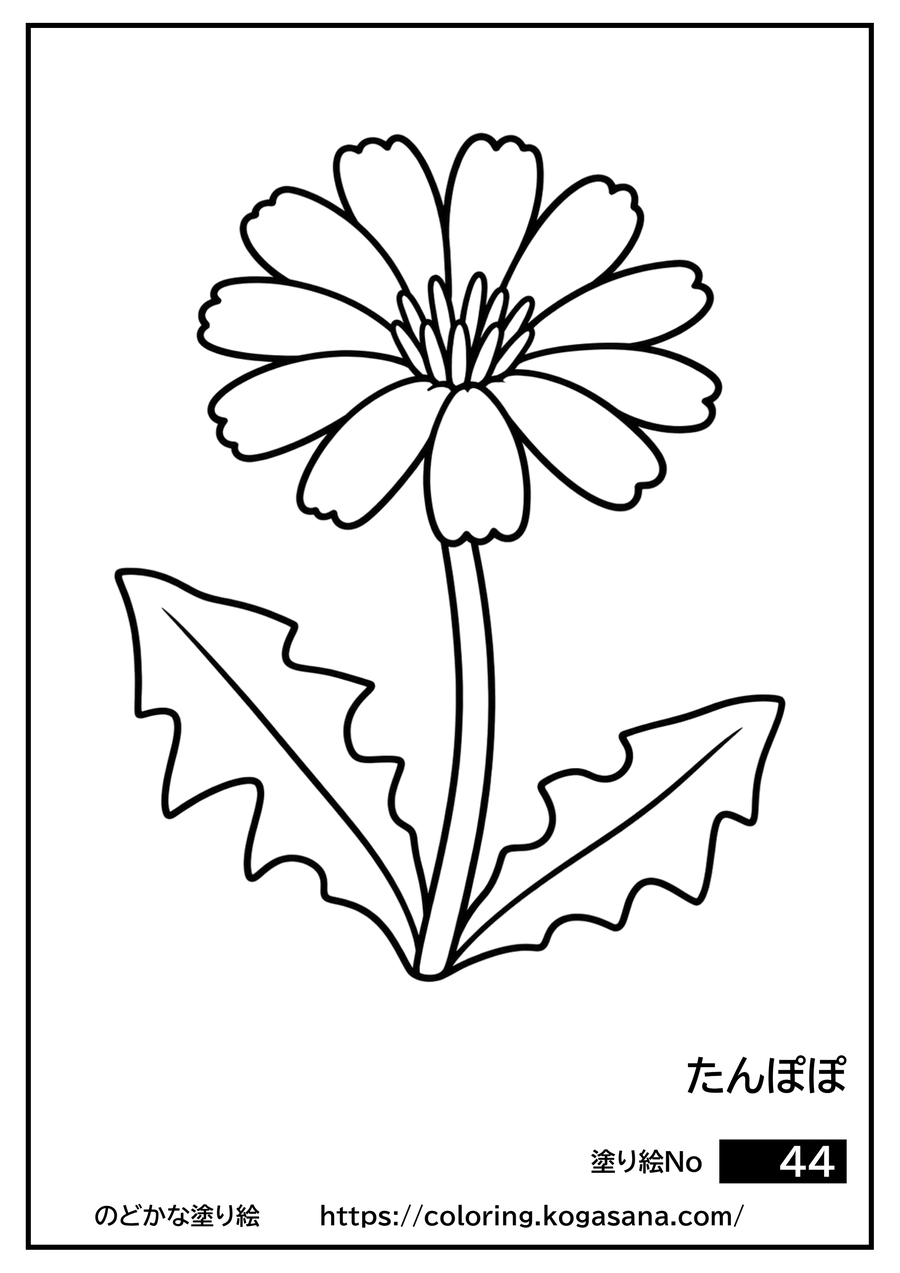 たんぽぽの塗り絵
